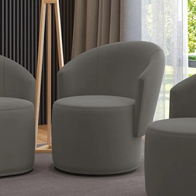 Poltrona Decorativa Orgânica Fixa para Sala Malu Suede M11 - D'Rossi - Grafite