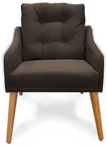 Poltrona Decorativa Delta Pés Palito Corano Branco / Veludo Marrom - Sheep Estofados - Veludo Marrom