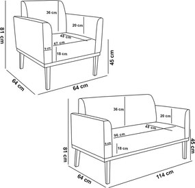 Kit 2 Poltronas Decorativas Isabella Pés Fixo em Madeira Preto Linho Cinza G19 - Gran Belo