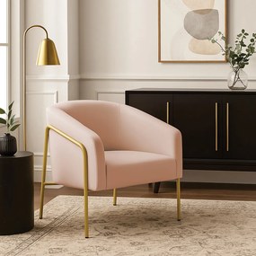 Poltrona Sala Industrial Alta Dourado Stella Veludo D03 - D'Rossi - Rose