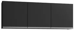 Armário Aéreo de Cozinha 150cm 3 Portas Argélia Preto - Lumil