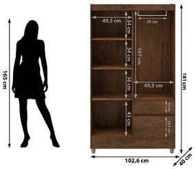 Guarda Roupa Ideal 4 Portas Plus Imbuia Rústico - Vila Rica Móveis
