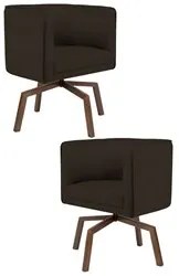 Kit 2 Poltronas Decorativas Base Ka Madeira Betina C-34 Corano Marrom