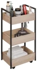 Carrinho Auxiliar para Salão de Beleza Industrial Liss Z34 Freijó/Pret