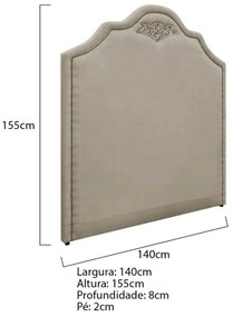 Cabeceira Casal Orlando P02 140 cm para cama Box Suede - ADJ Decor
