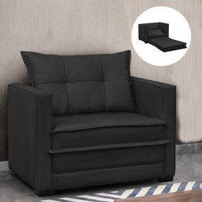 Poltrona Cama Retrátil Solteiro Milenni Veludo B03 - D'Rossi - Preto