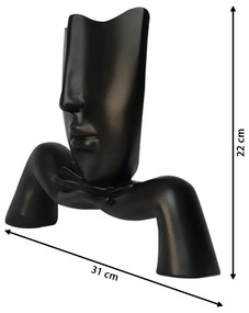 Escultura Decorativa Mascara Descanso Preto Fosco G07 - Gran Belo