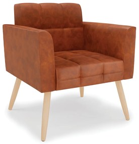 Poltrona Elisa Corano Nozes Pés Palito Natural D03 - D'Rossi