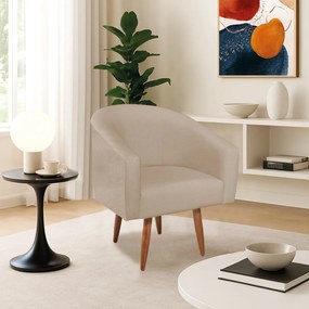 Poltrona Decorativa Jade Design Moderno Sala de Estar Quarto Escritório Confortável Luxo Pés Palito Linho