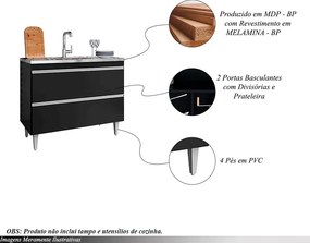 Balcão de Cozinha Wollo MDP/BP Preto G96 - Gran Belo
