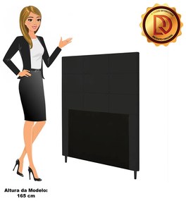 Cabeceira Luna/stambul para Cama Box Solteiro 90 Cm Corino Preto - D'Rossi