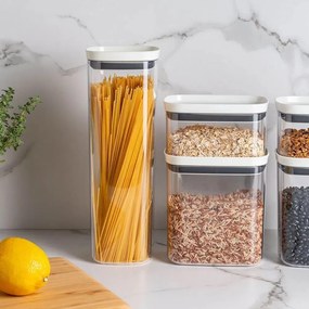 Pote Hermético de Acrílico Quadrado Tampa Branca- 2L