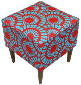 Puff Quadrado Milão Suprema em Suede com Pés Palito - Círculos