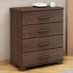 Cômoda Para Quarto 85cm 4 Gavetas Pé Madeira Eduarda Café F07 - Mpozen