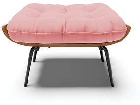 Puff Costela Suede Base Metálica Preto - D'Rossi - Rose