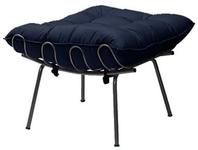 Puff Decorativo Sala de Estar Abel Pés Preto Veludo Azul G41 - Gran Belo