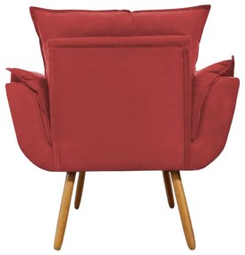 Poltrona Decorativa Opala Pés Palito Suede Vermelho - Sheep Estofados - Vermelho