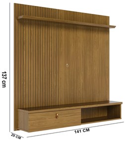 Painel TV 55 Pol 141cm Bancada Suspensa para Sala Seluna M20 - D'Rossi - Cumaru