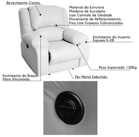Poltrona do Papai Reclinável Elétrica Magnum PU Sintético Branco G23 - Gran Belo