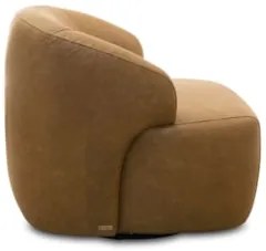Poltrona Decorativa Giratória Orgânica Donk L08 Couro Camel  - Mpozena