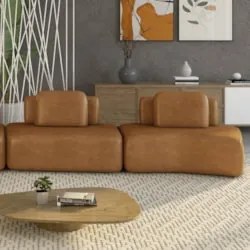 Sofá Ilha 314cm 2 Módulos Sala de Estar Moby Sintético Caramelo Z08 -