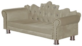 Mini Divã Sofá Realeza Cama Pet para Cães ou Gatos Elegante Suede Nude