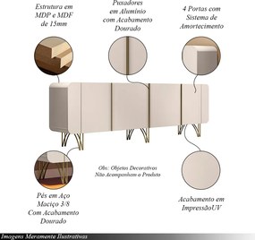 Conjunto Decorativo 1 Cristaleira e 2 Buffets Texas/Virginia/Bambino Off White G26 - Gran Belo