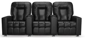 Poltrona do Papai Reclinável 3 Lugares Sala de Cinema Pequim Manual PU Preto G23 - Gran Belo