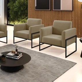 Kit 2 Poltronas Base Industrial Alta Preto Marisa Suede - Marrom Rato