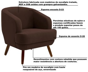 Kit 2 Poltronas Decorativas Jericó Pés de Madeira Veludo Marrom G15 - Gran Belo