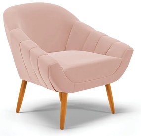 Kit 02 Poltronas Giovana Veludo Pés Palito Castanho D03 - D'Rossi - Rose