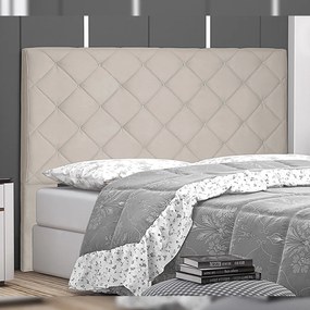Cabeceira Decorativa Casal 1,40M Tàzio Suede Bege G63 - Gran Belo