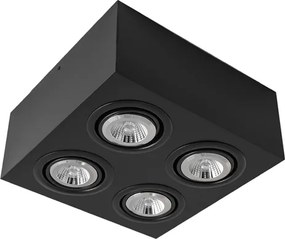 Plafon Sobrepor Quadruplo Par20 7W - PRETO