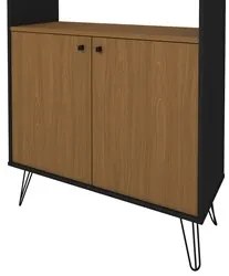 Estante Livreiro Decorativa 2 Portas Industrial Lit A06 Freijó/Preto -