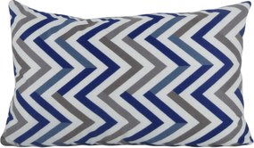 Capa almofada LYON Veludo estampado chevron azul 30x50cm