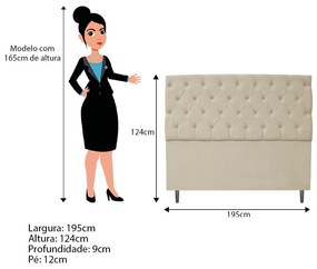 Kit Cabeceira e Calçadeira Liverpool 195 cm King Size Linho Bege - ADJ Decor