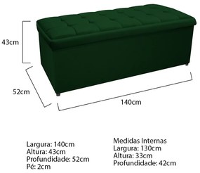Calçadeira Copenhague 140 cm Casal Suede Verde - ADJ Decor
