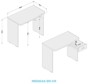 Mesa Computador De Escritório Resende 90cm 1 Gaveta - Branco