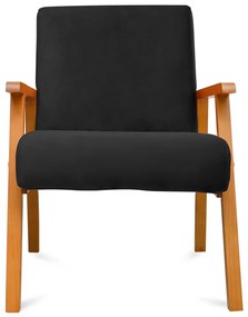 Poltrona Decorativa Alexa Braça de Madeira Suede Preto - Sheep Estofados