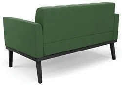 Sofá Namoradeira Base Madeira Preto Ana Suede Verde - Ibiza