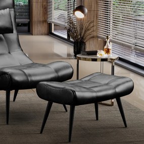 Kit 02 Puffs Sher Corano Preto Pés Palito de Ferro - D'Rossi