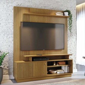 Home Theater Homero Porta 2 Prateleiras MDP até 65 Cumaru G97 - Gran Belo