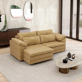 Sofá Retrátil Elétrico Sala de Estar Nolan Bipartido 250cm Conforto Premium em Couro Bege Manchado G58 - Gran Belo