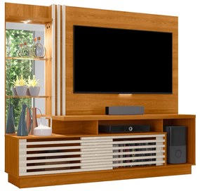 Estante de TV 60 Pol 200cm Sala de Estar Lumari M20 - D'Rossi - Cinamomo e Off White