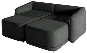 Sofá Cama Modulado Retrátil e Reclinável Decorativo Varsóvia 236cm Veludo Cinza Chumbo G33 - Gran Belo
