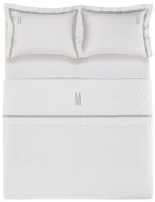 Jogo de Cama Trussardi Cetim 300 Fios Vercelli Branco e Pistacchio - Queen Queen