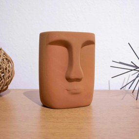 Cachepot Decorativo em Cerâmica Rosto Terracota 17x14 cm - D'Rossi