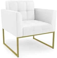 Poltrona Base Industrial Dourado Kit 2 Ana Sintético Branco - Ibiza