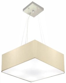 Lustre Pendente Quadrado Md-4194 Cúpula em Tecido 12/40x40cm Algodão Crú - Bivolt