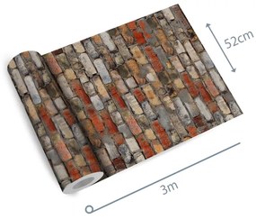 Papel de parede adesivo tijolo velho colorido